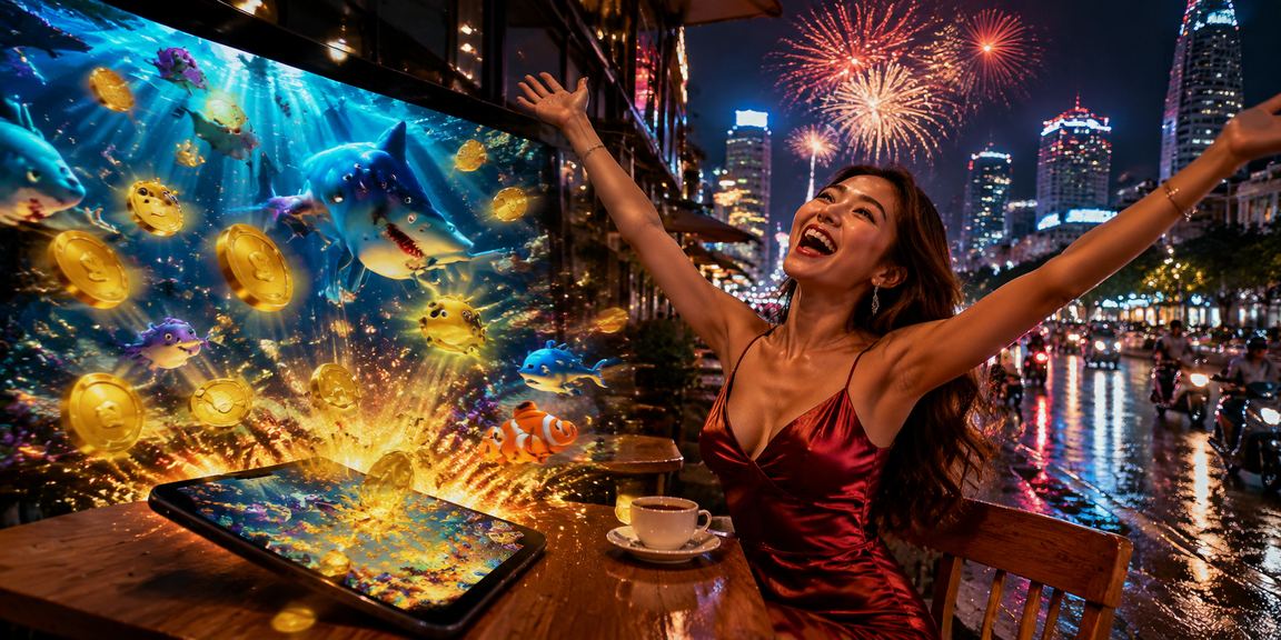 Người dùng tại TP.HCM dùng điện thoại tra cứu mã voucher cá cược trong quán cà phê buổi tối